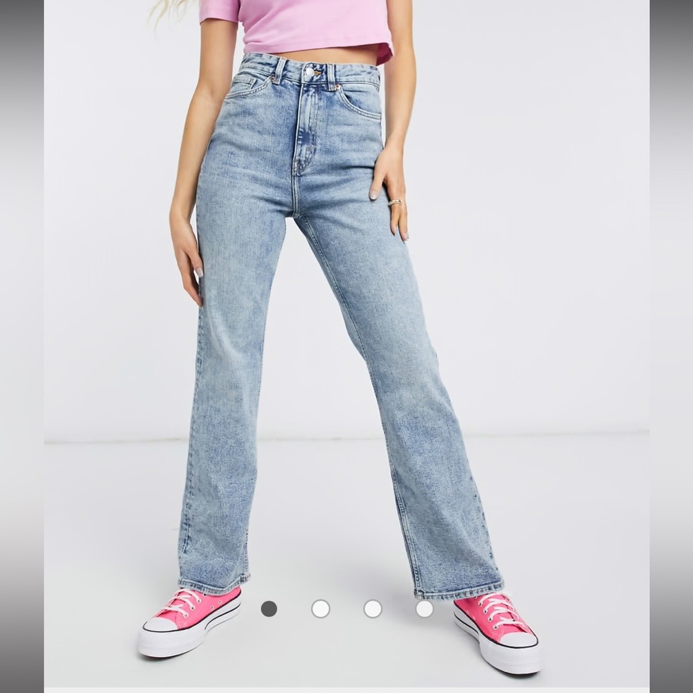Monki Kaori cotton flared jeans in vintage blue 32” inseam